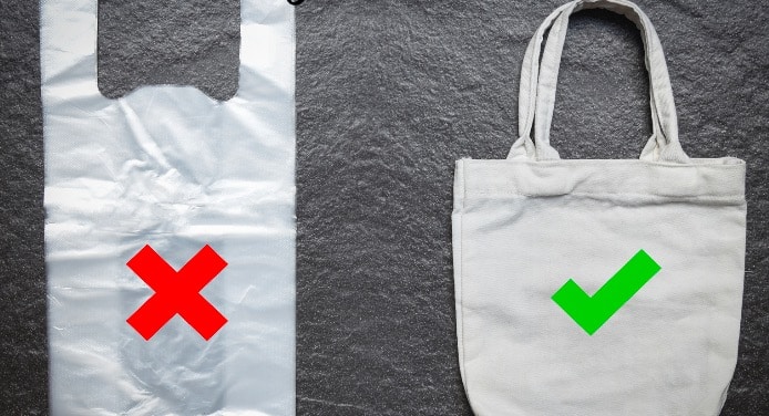 Zufriedener Kunde mit Einkaufstasche im Garten