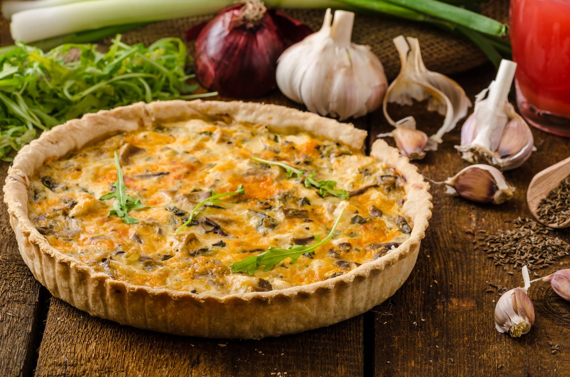 Macrolepiota mit Kümmel im Quiche