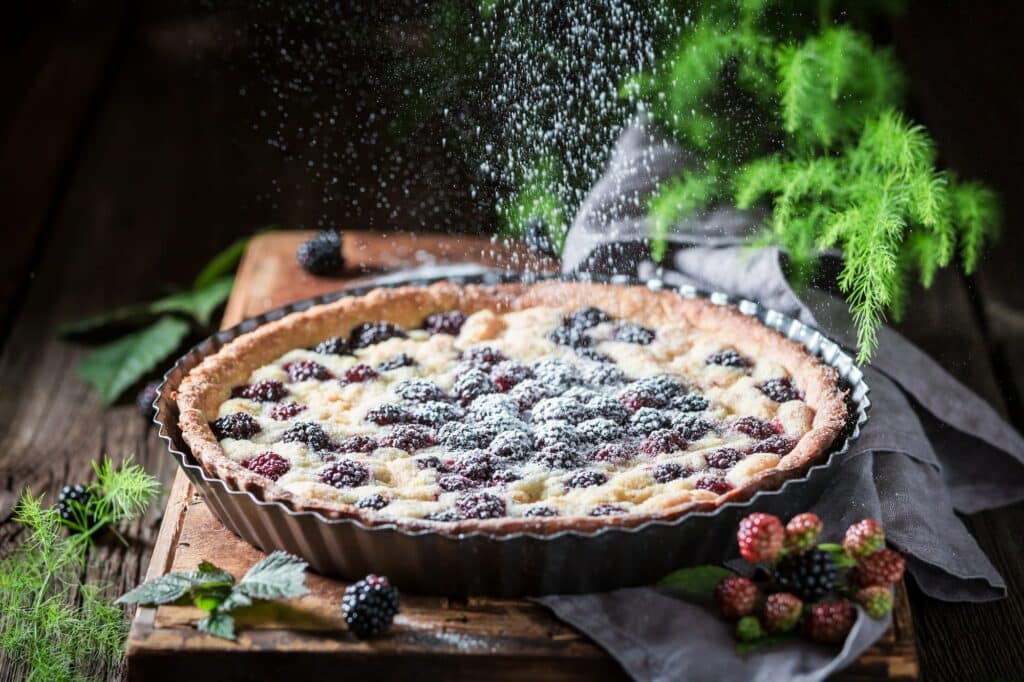 Hausgemachter und süßer Brombeer-Kuchen aus frischen Früchten