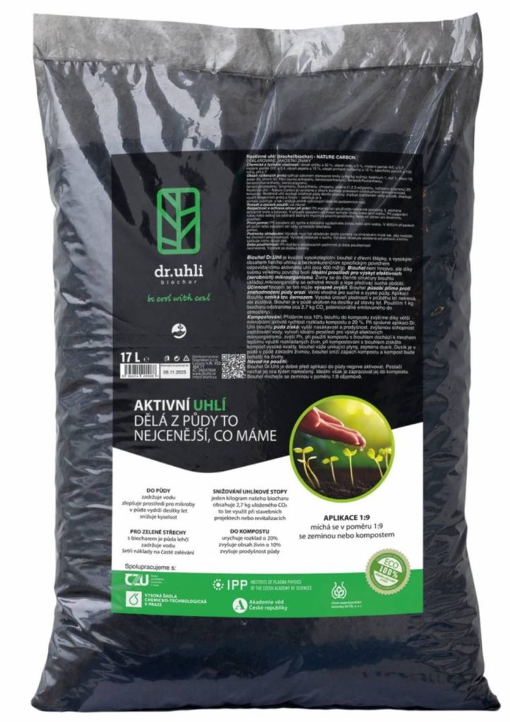 Packung Biochar dr.uhli mit 17 Litern aktivem Gartenkohle-Dünger zur Bodenverbesserung