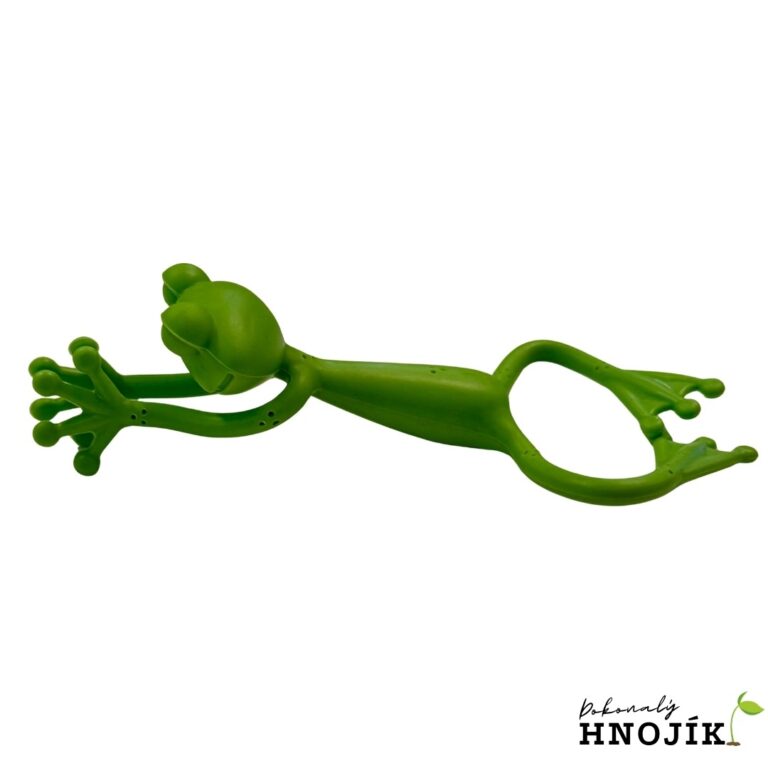 Grüne Froschfigur, die ausgestreckt liegt